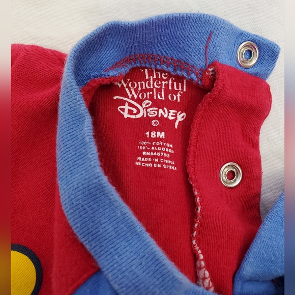 Disney Mickey Mouse Onesie Short 18M Cotton Color Block Blue Red GUD - Picture 3 of 3